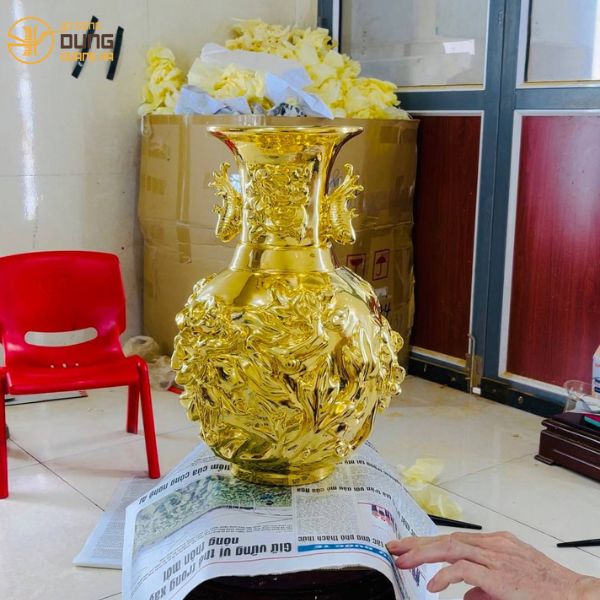 Hoàn thiện đơn hàng đồ thờ, tượng đồng đỏ dát vàng