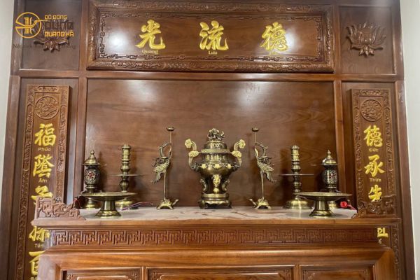 Đồ đồng Dung Quang Hà giao thành công ngũ sự 50cm + phụ kiện đồ thờ cho khách Hà Nội