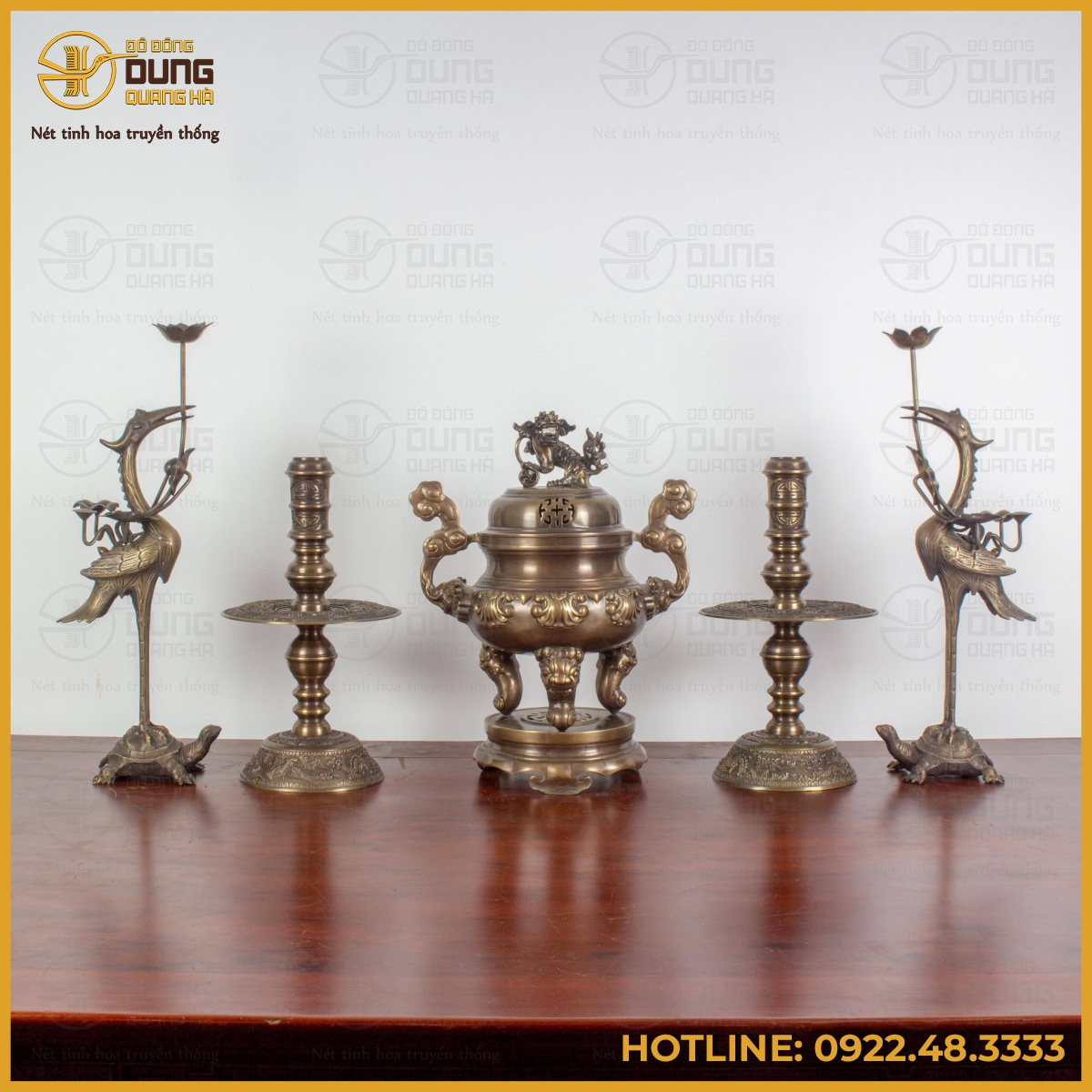 Bộ đỉnh đồng ngũ sự bằng đồng vàng hun giả cổ