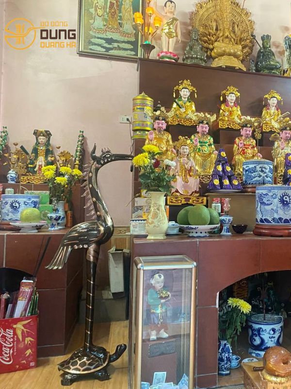 Bàn giao Đôi hạc 1m5 đồng đỏ cho Khách tại Chương Mỹ - Hà nội