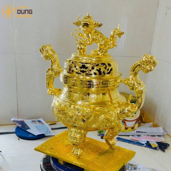 Hoàn thiện đơn hàng đồ thờ, tượng đồng đỏ dát vàng