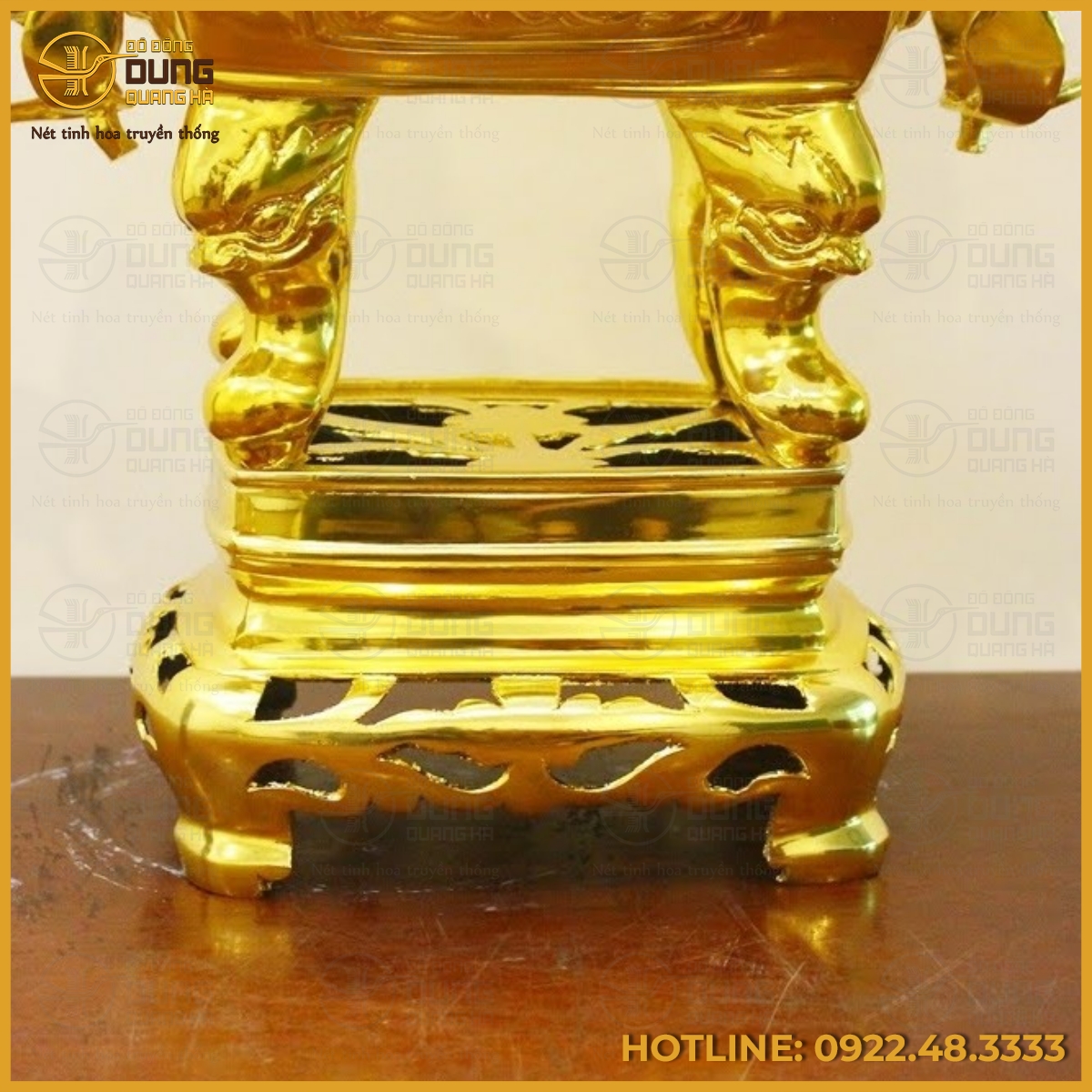 Đỉnh đồng vuông mạ vàng 24k cao 70cm