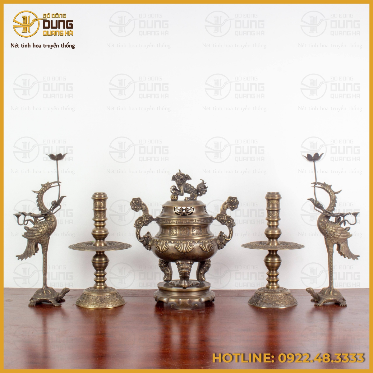 Bộ đỉnh đồng ngũ sự bằng đồng vàng hun giả cổ