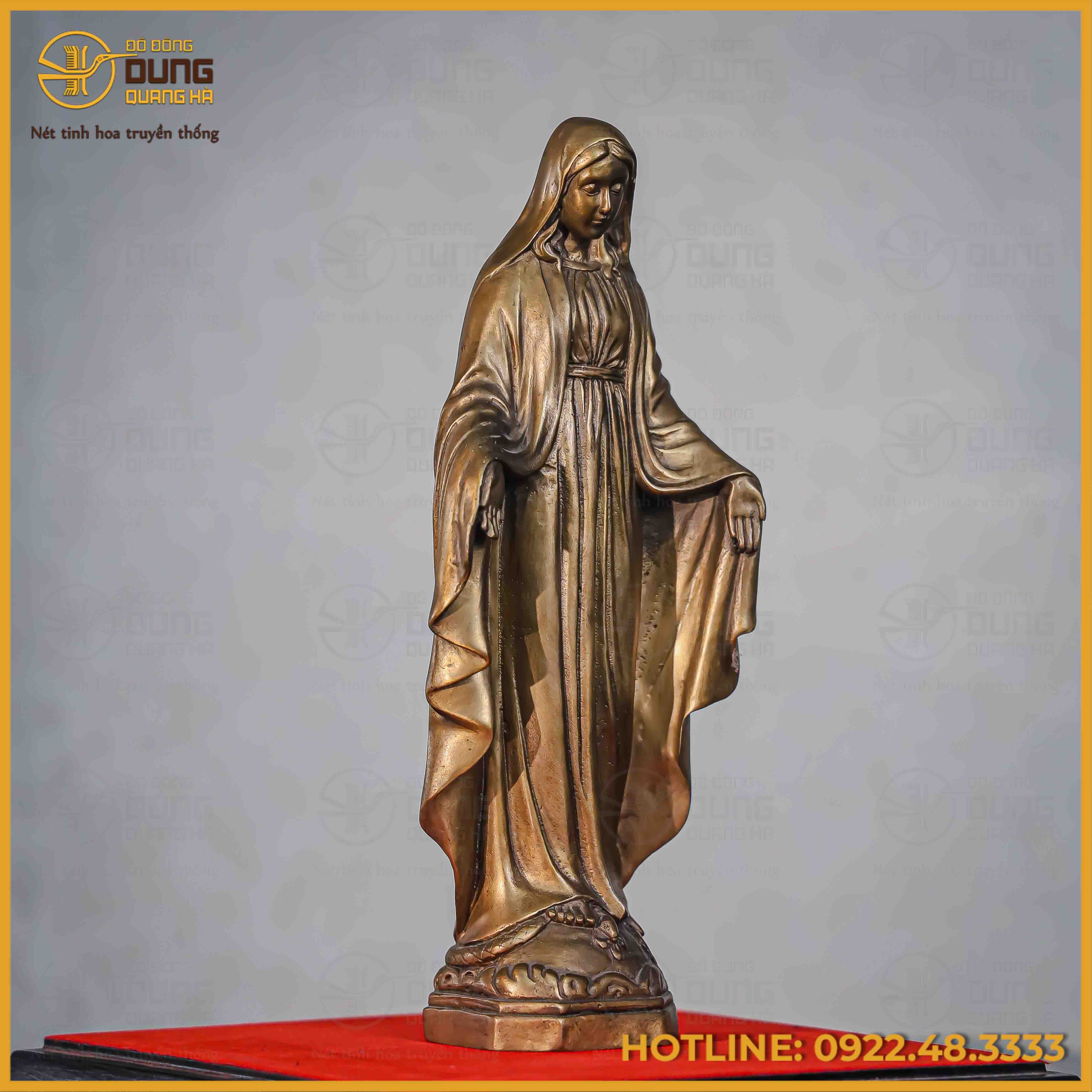 Tượng Đức Mẹ đồng vàng cao 27cm, nặng 1,2kg