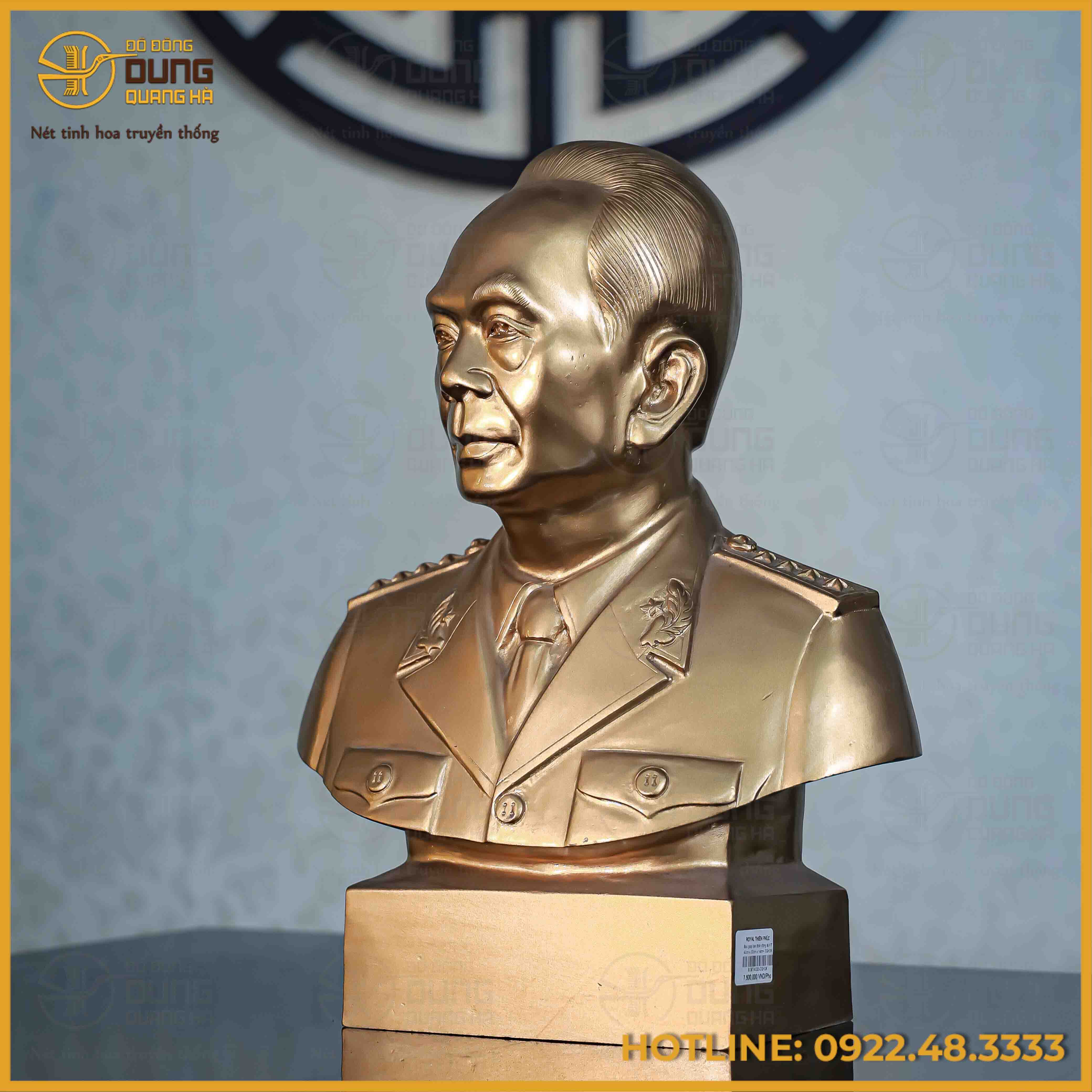 Tượng Bác Giáp bán thân đồng đỏ 40cm x 32cm x 14cm