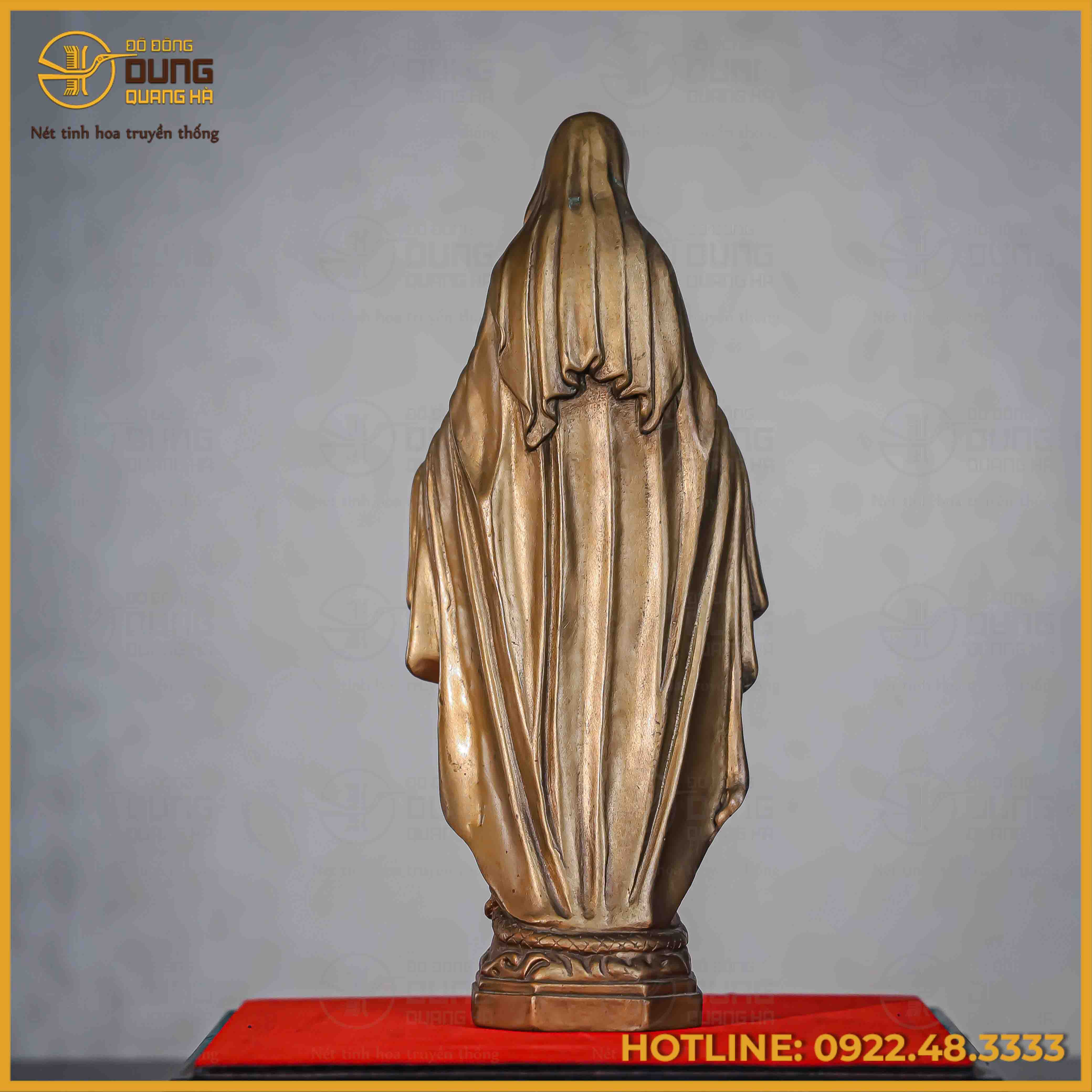 Tượng Đức Mẹ đồng vàng cao 27cm, nặng 1,2kg