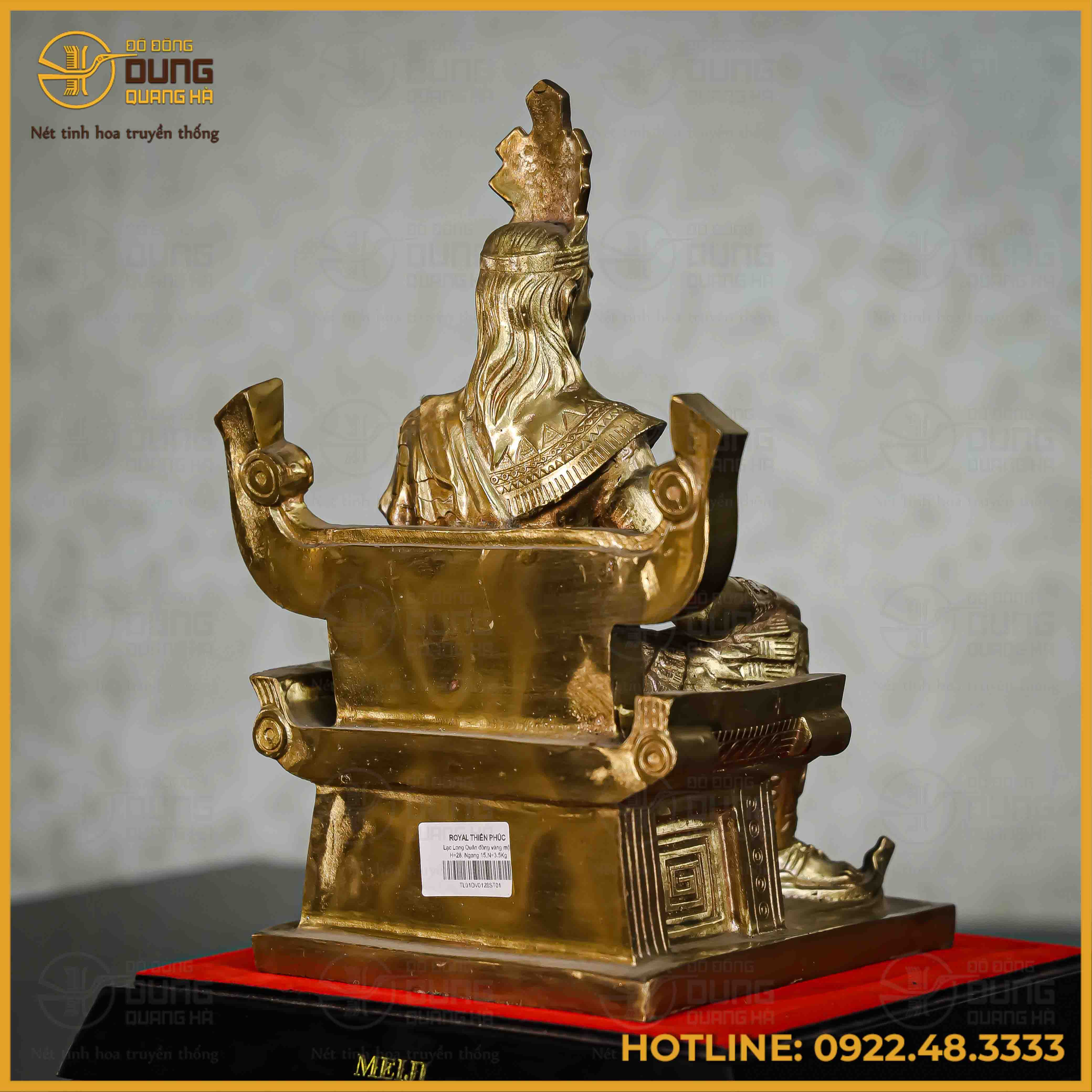 Tượng Lạc Long Quân đồng vàng mộc cao 26cm