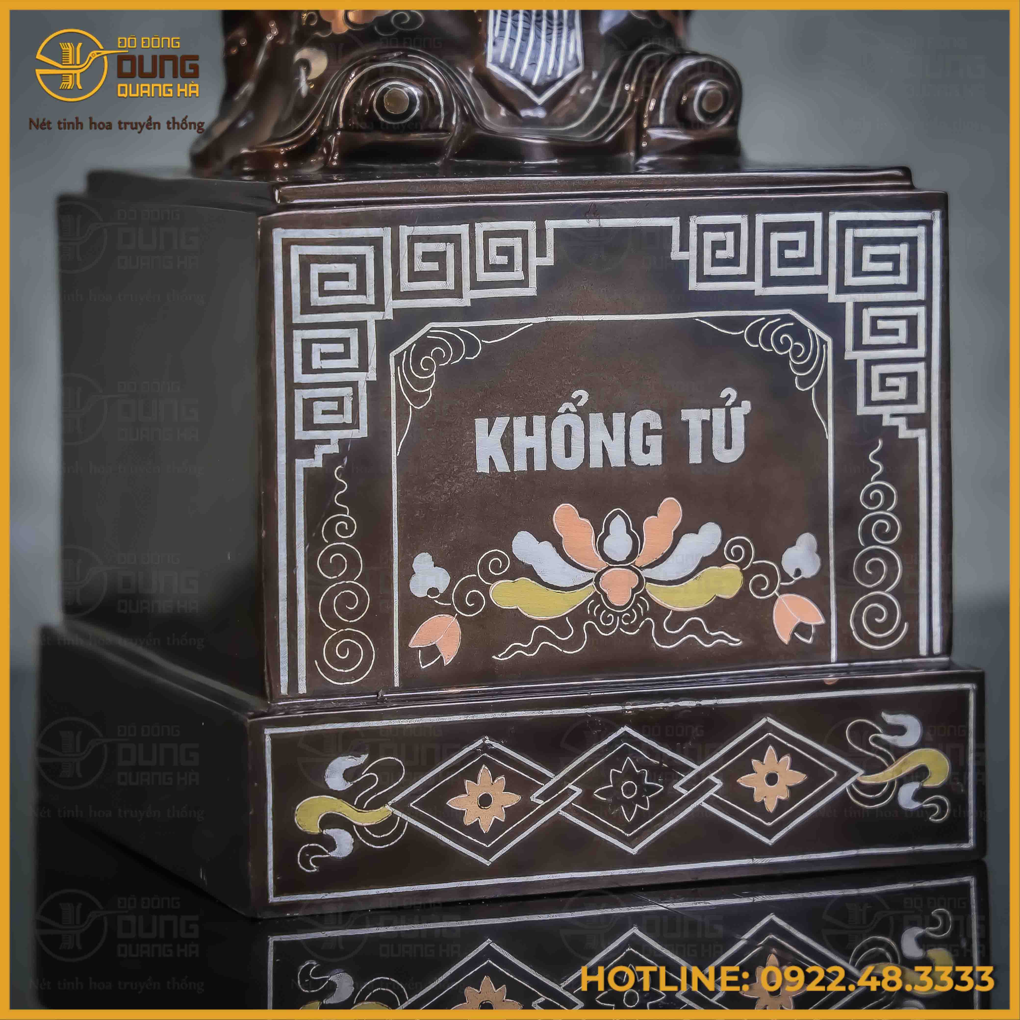 Tượng Khổng Tử khảm tam khí kỹ cao 50cm