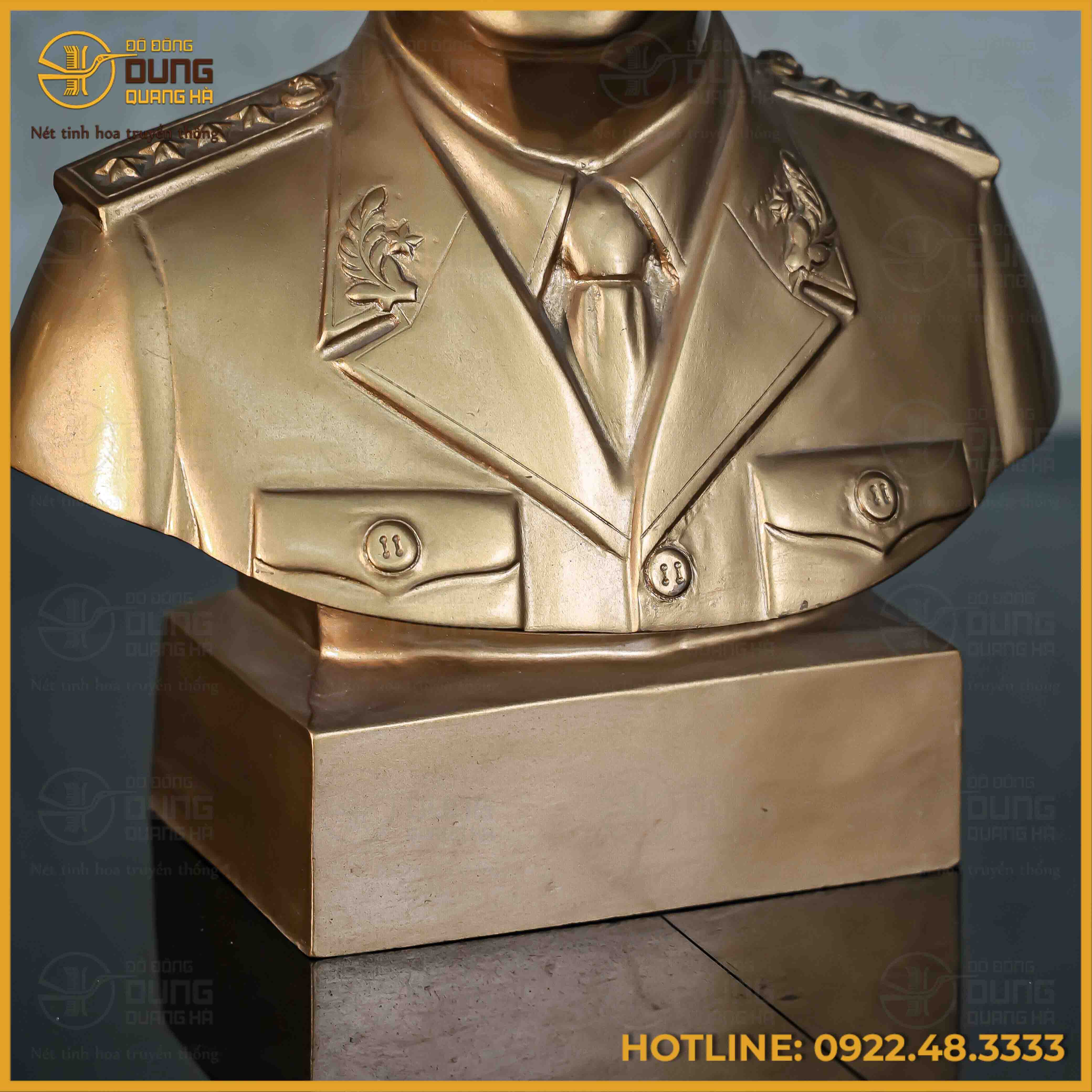 Tượng Bác Giáp bán thân đồng đỏ 40cm x 32cm x 14cm