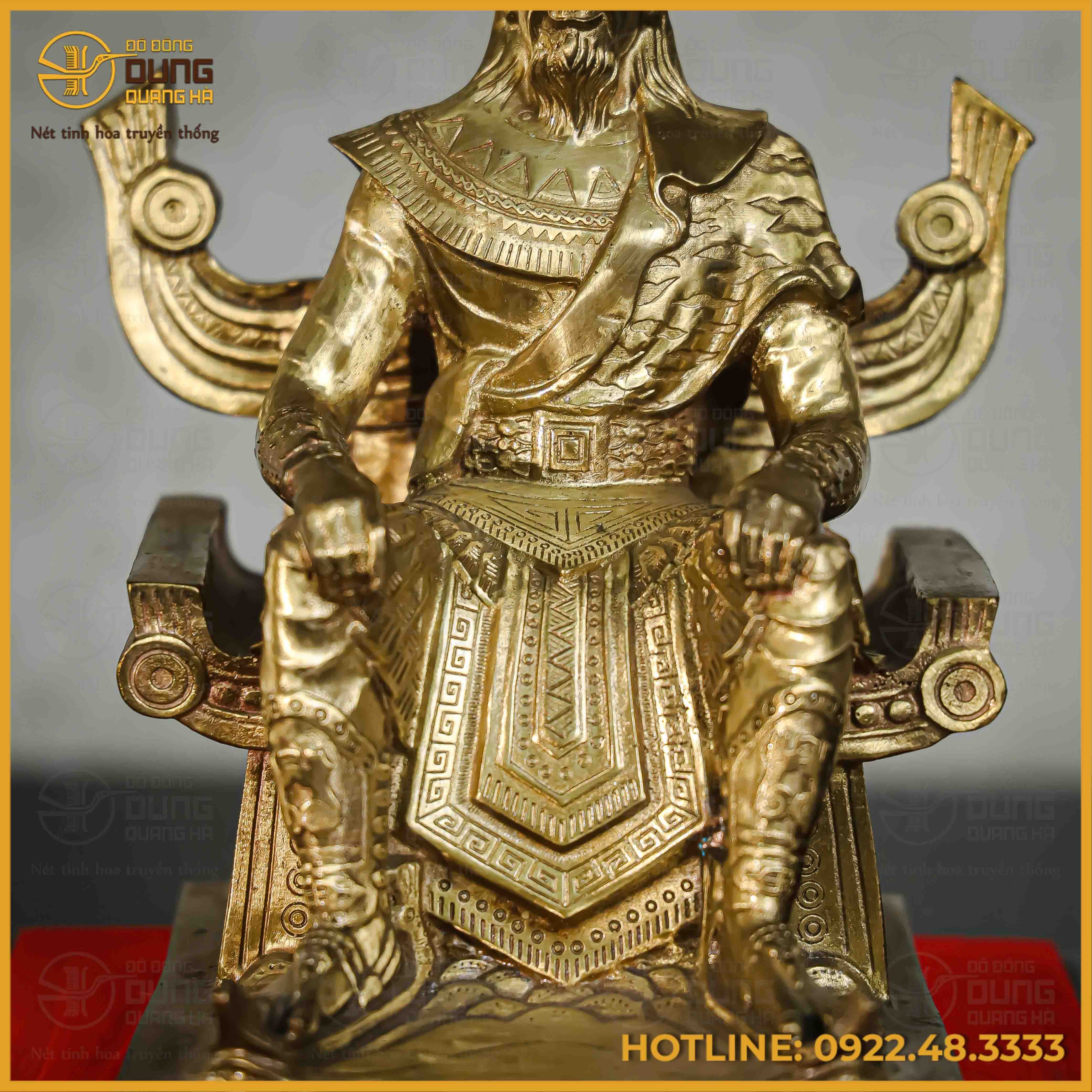 Tượng Lạc Long Quân đồng vàng mộc cao 26cm