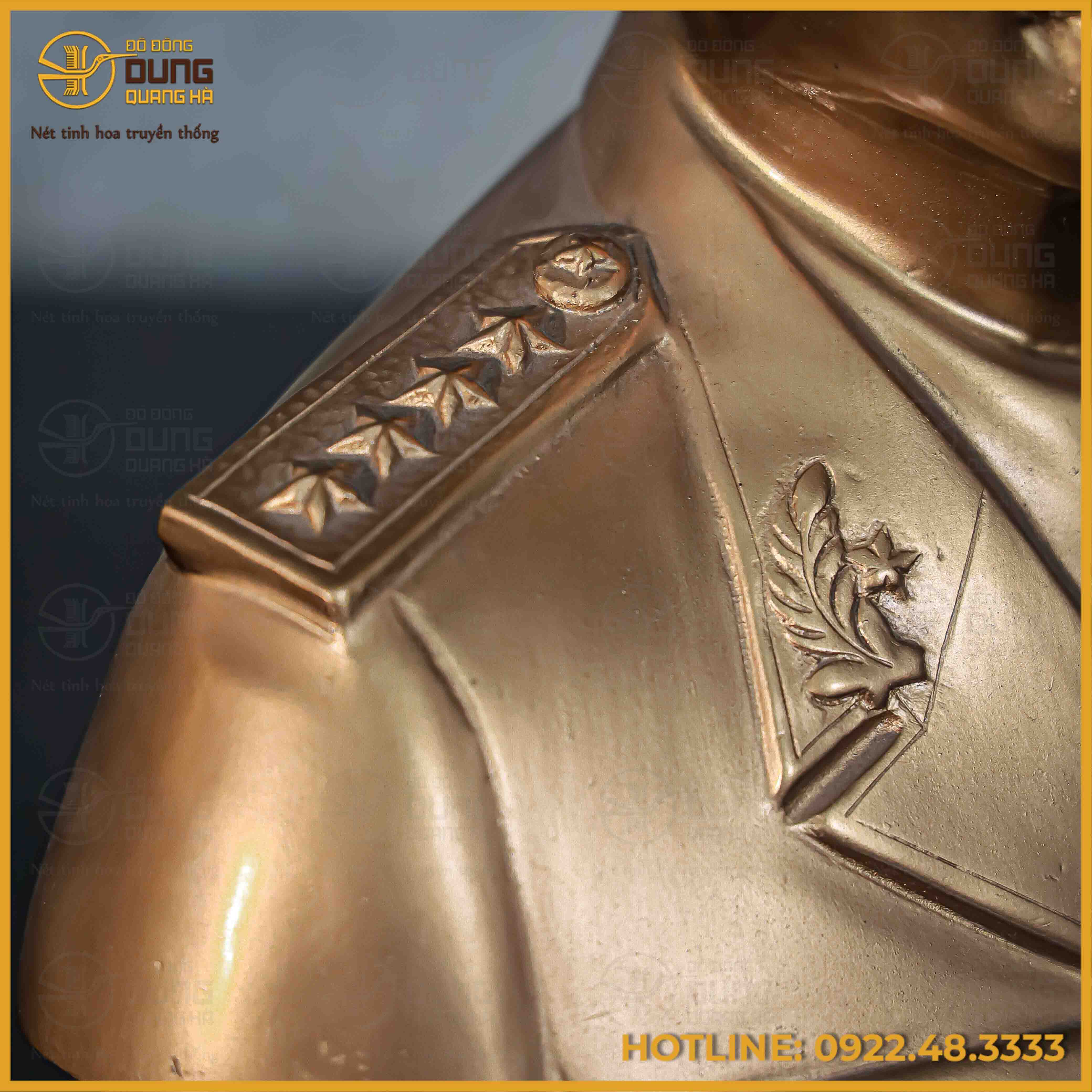 Tượng Bác Giáp bán thân đồng đỏ 40cm x 32cm x 14cm