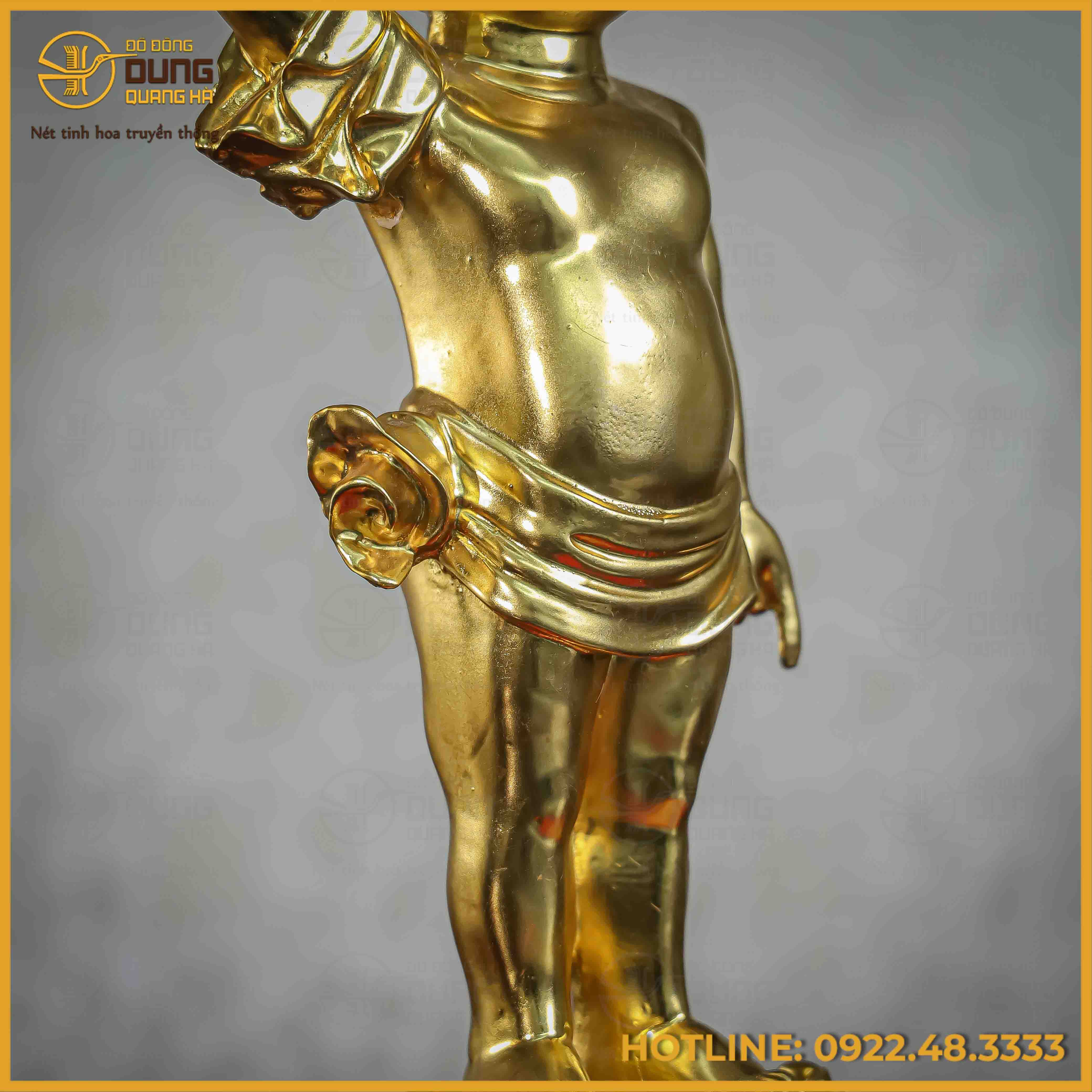 Tượng Phật đản sinh bằng đồng vàng dát vàng Đài Loan cao 38cm