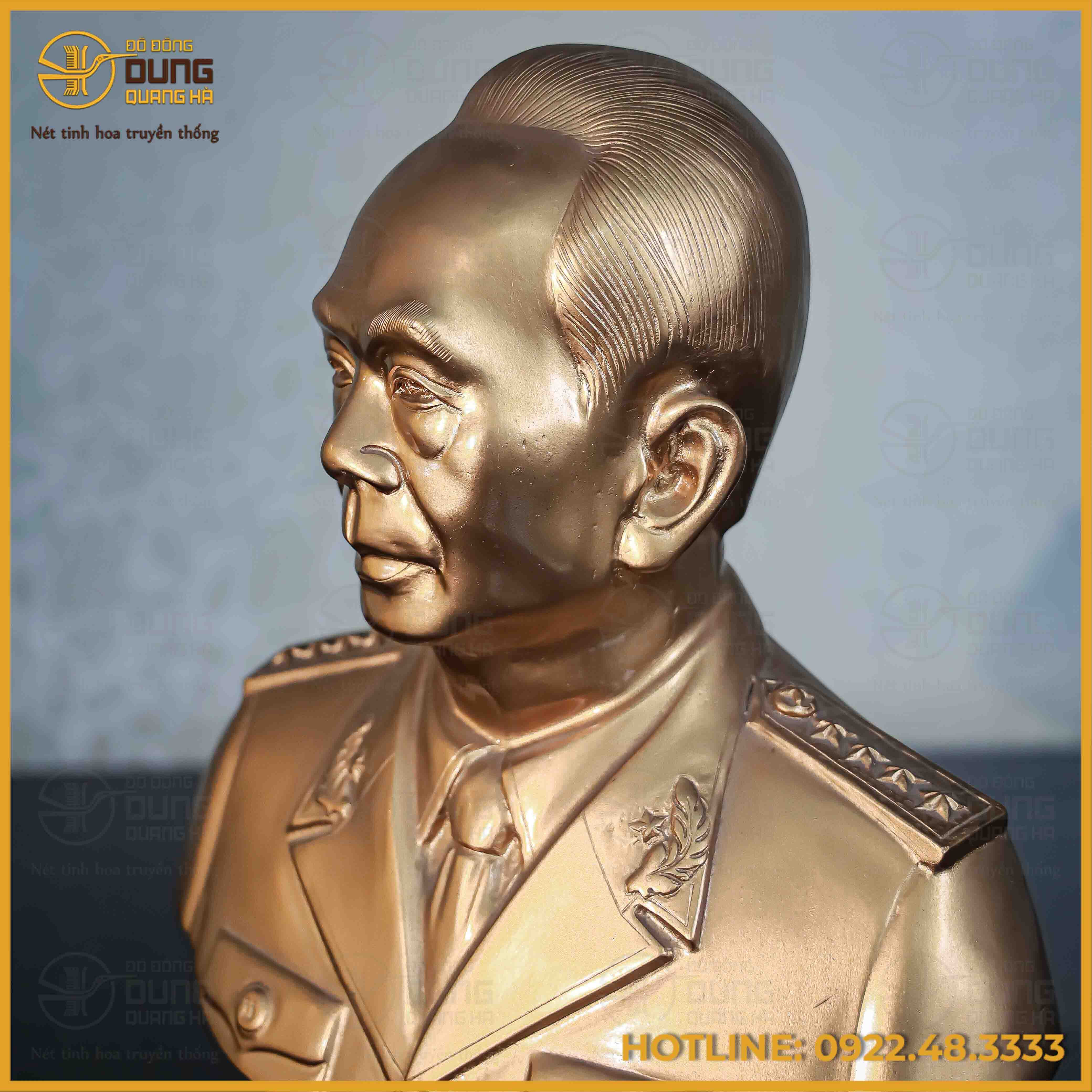 Tượng Bác Giáp bán thân đồng đỏ 40cm x 32cm x 14cm