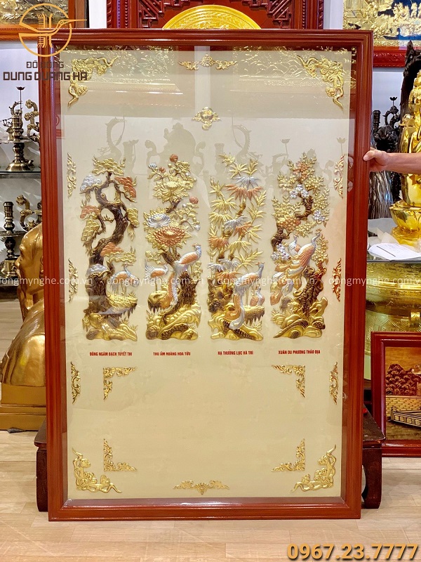 cách treo bộ tranh tứ quý mai lan cúc trúc