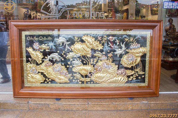 tranh hoa sen treo phòng thờ 