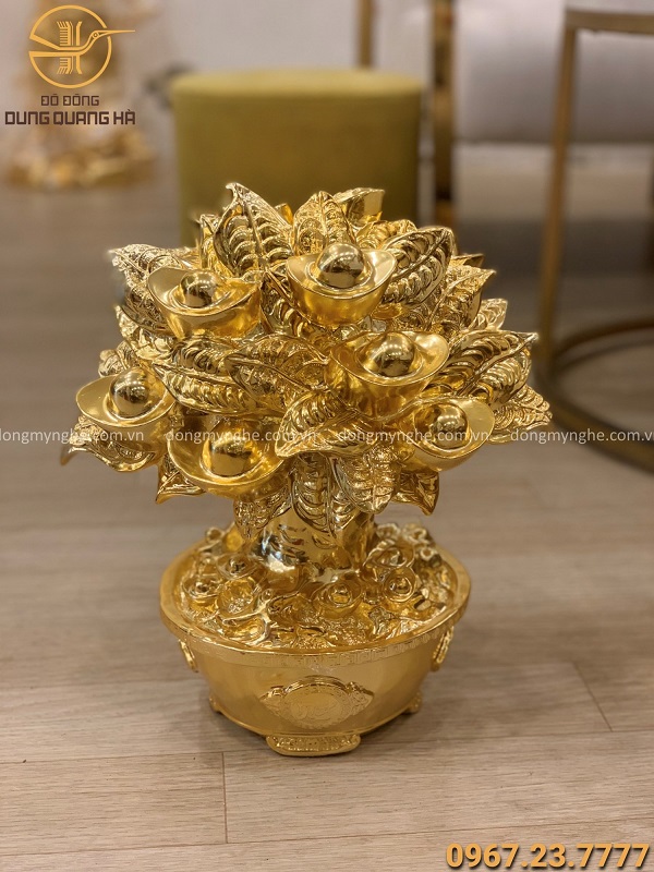 cây kim tiền dát vàng 9999 tinh xảo quà tân gia thiết thực