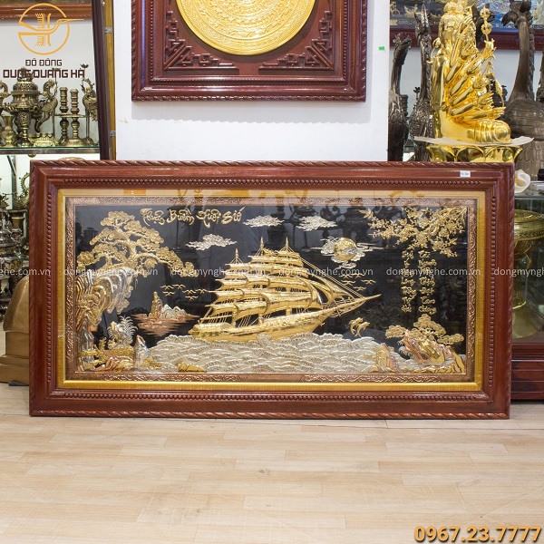 Tranh thuận buồm xuôi gió khảm tam khí tranh phòng khách sang trọng