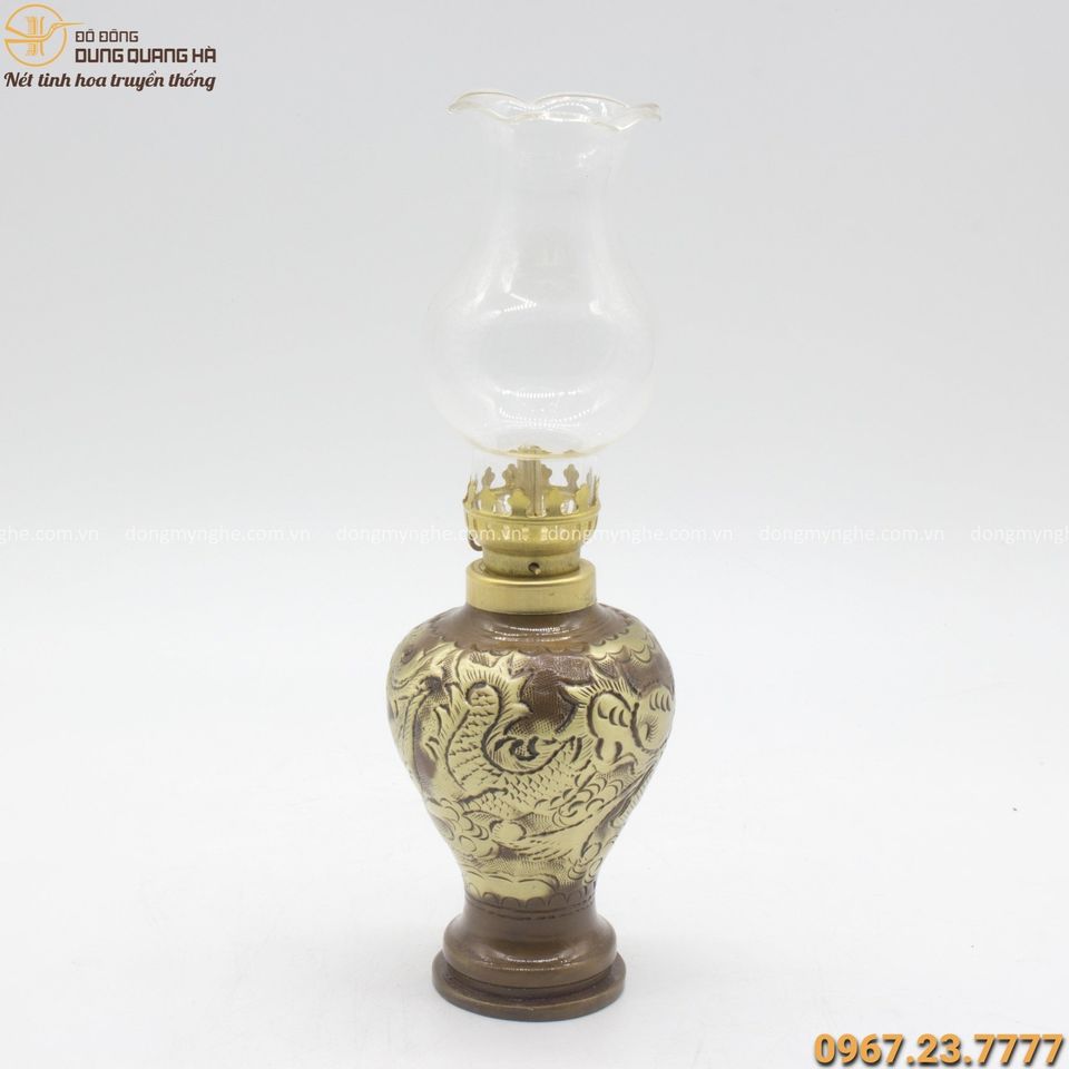 đèn dầu bằng đồng chạm rồng các mẫu đèn bàn thờ