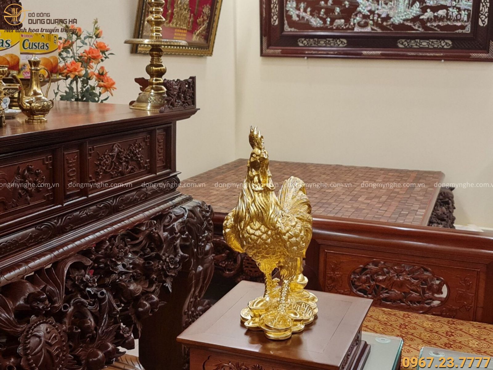 Tượng gà bằng đồng