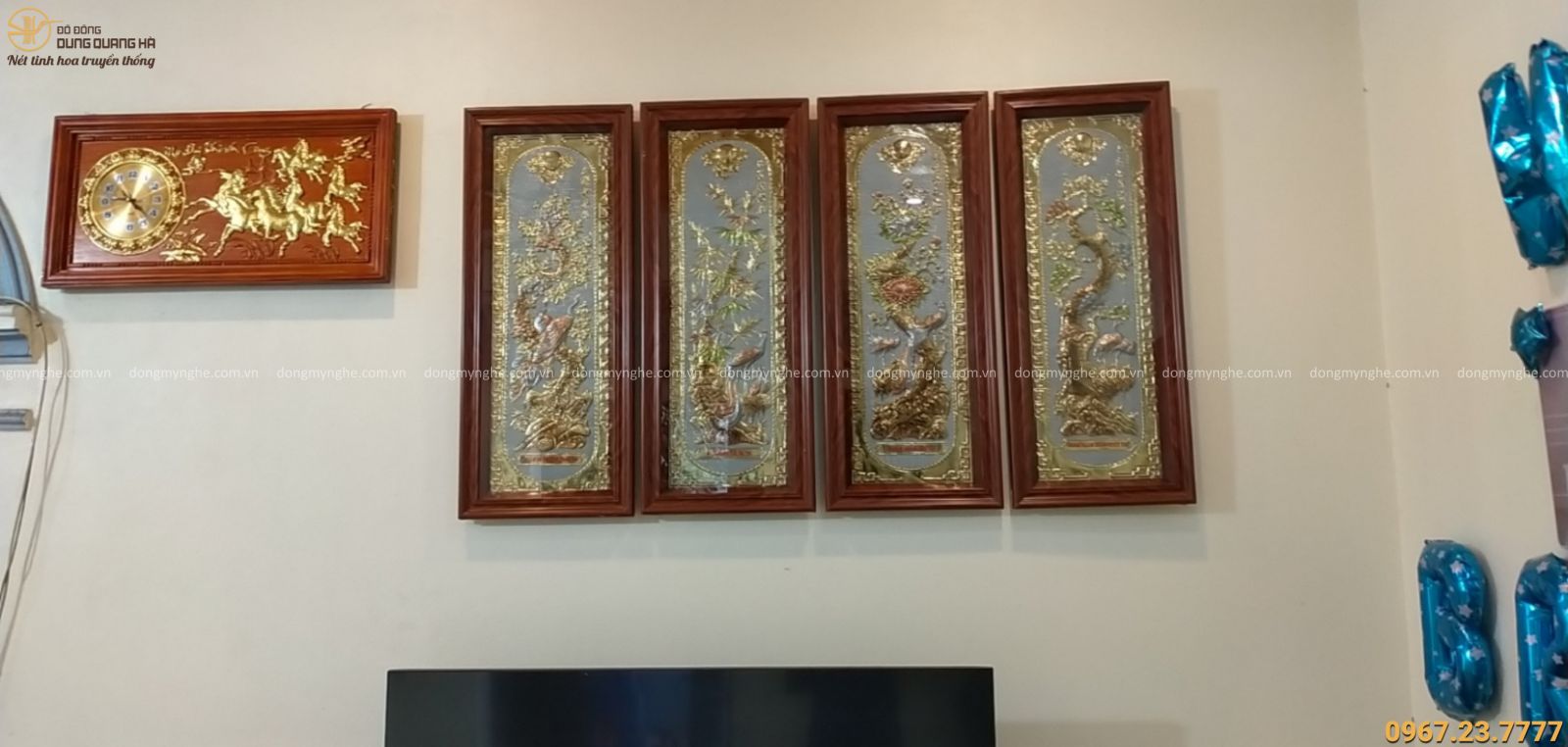 Tranh tứ quý bằng đồng