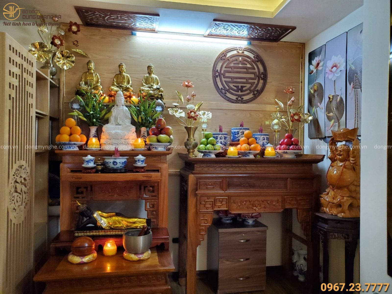 Hướng dẫn bố trí bàn thờ Gia Tiên và bàn thờ Phật tạo không gian trang nghiêm và đẹp mắt
