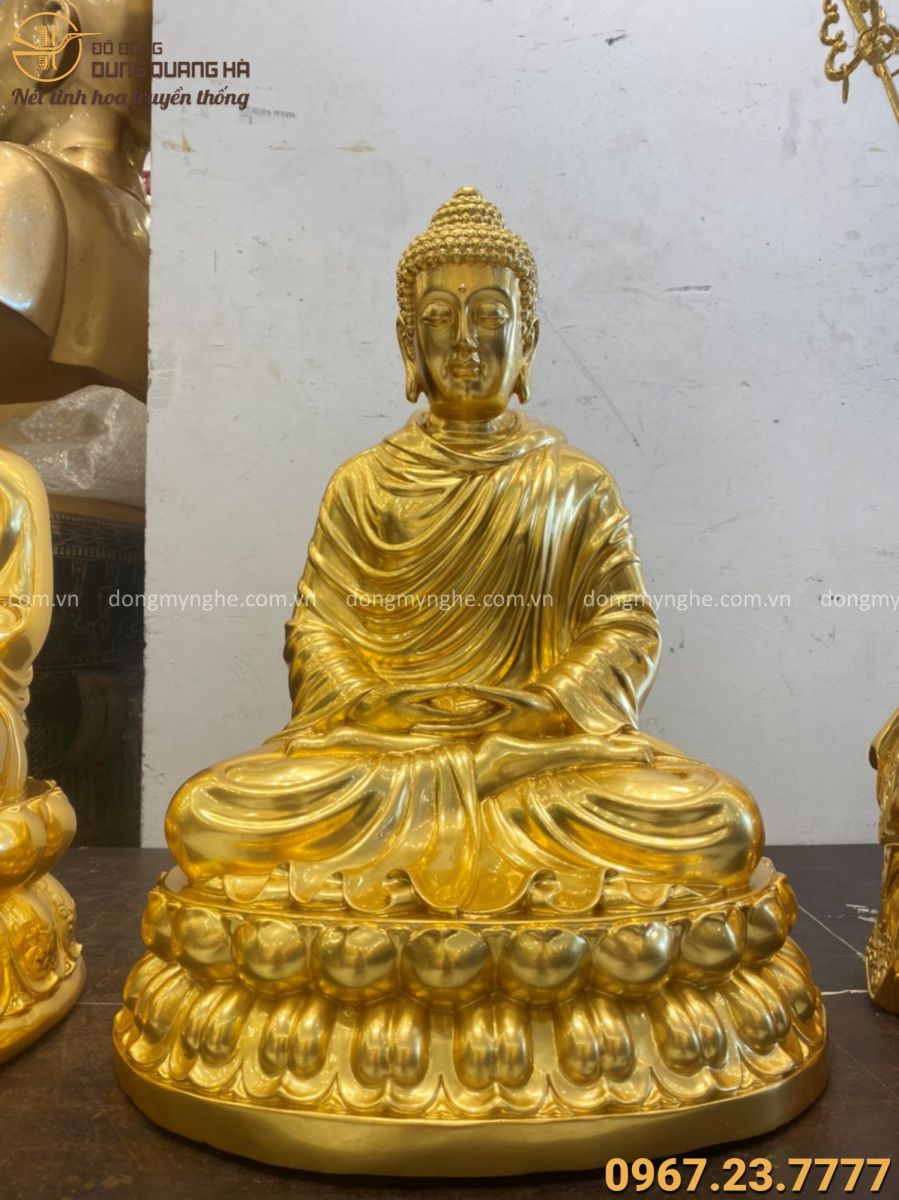 Tượng Tam Thánh Phật bằng đồng dát vàng Tượng Tam Thánh Phật bằng đồng dát vàng