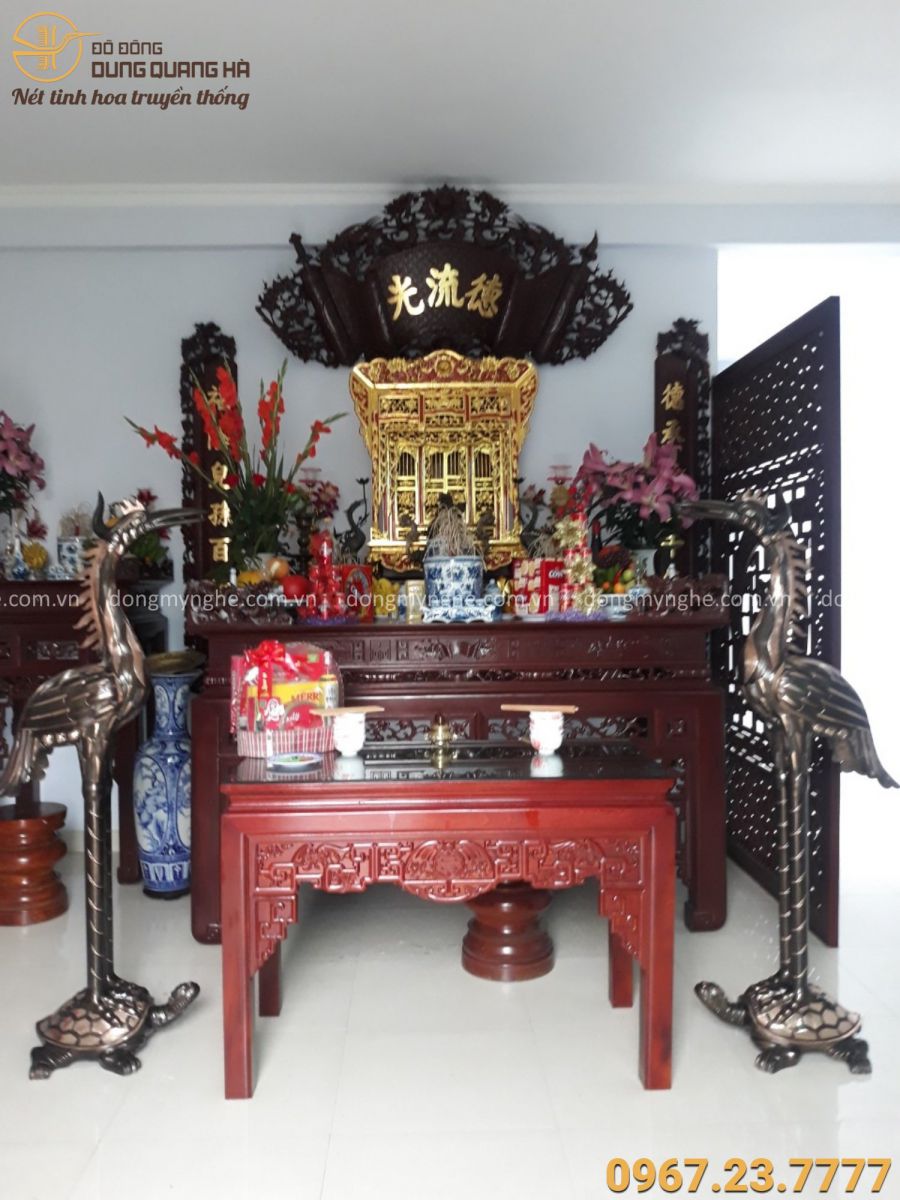 hạc thờ bằng đồng