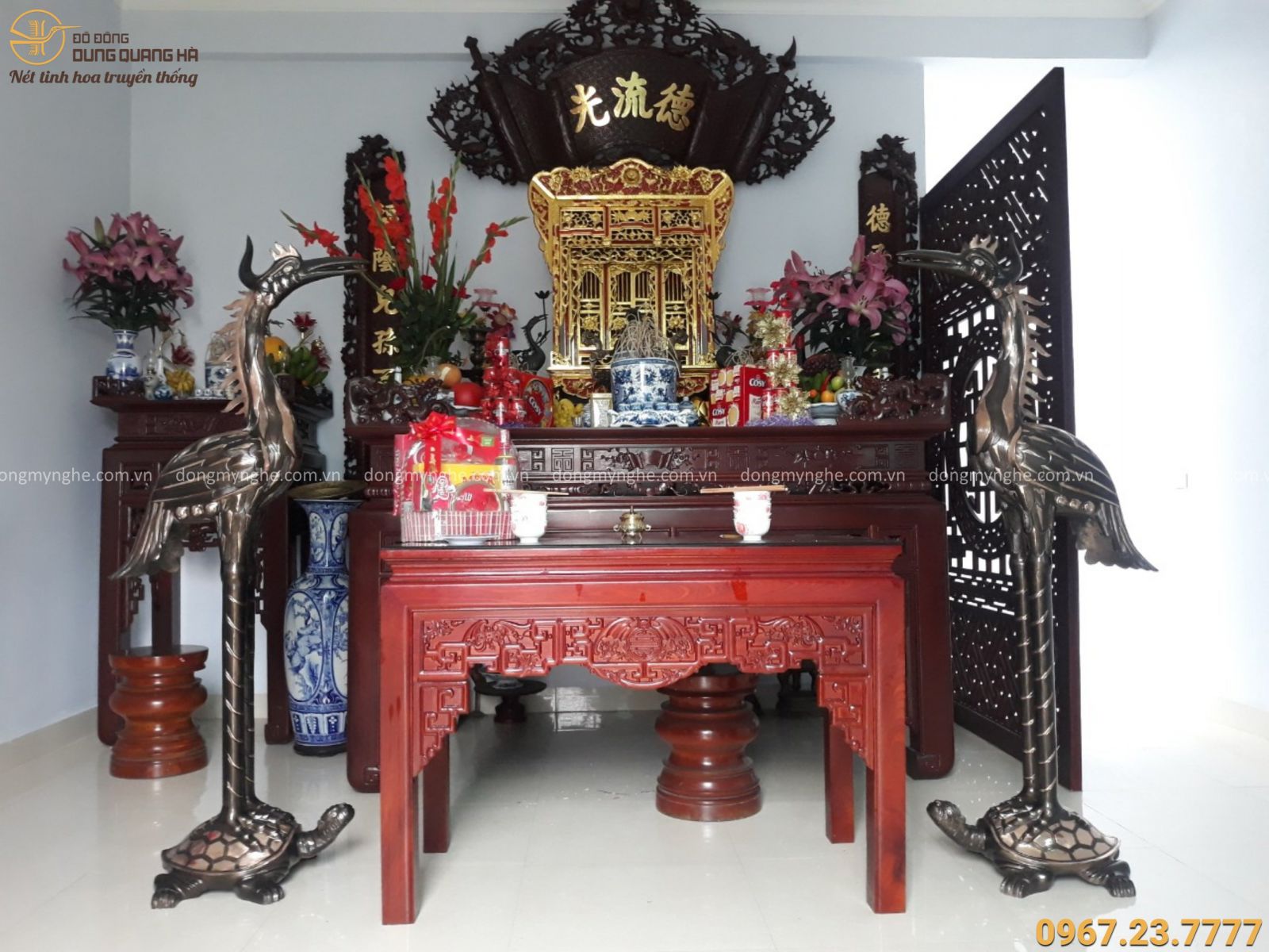 hạc thờ bằng đồng