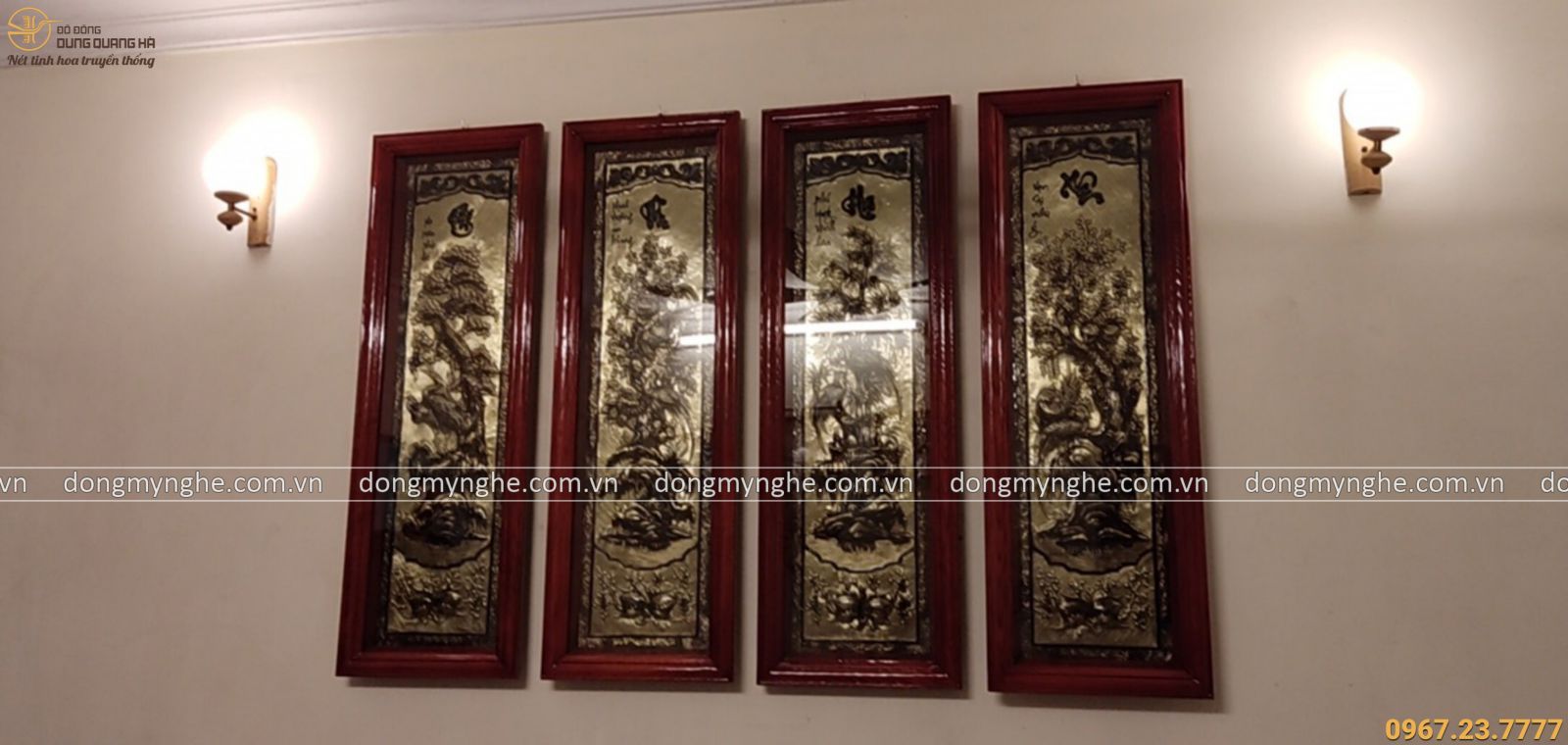 Tranh tứ quý bằng đồng