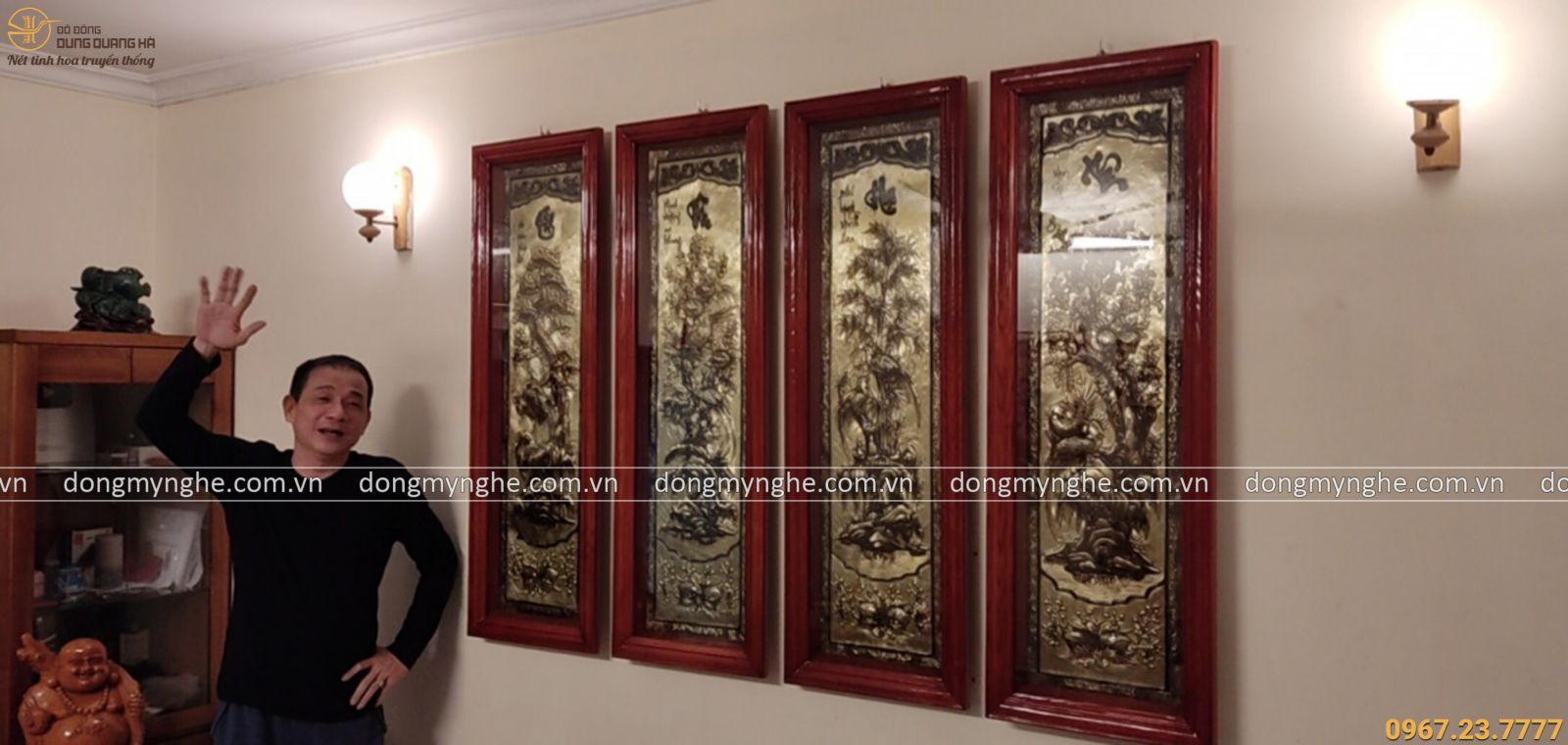 Tranh tứ quý bằng đồng