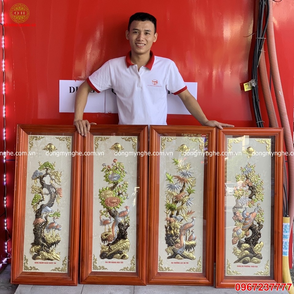 Tranh tứ quý tùng cúc trúc mai Tranh tứ quý tùng cúc trúc mai