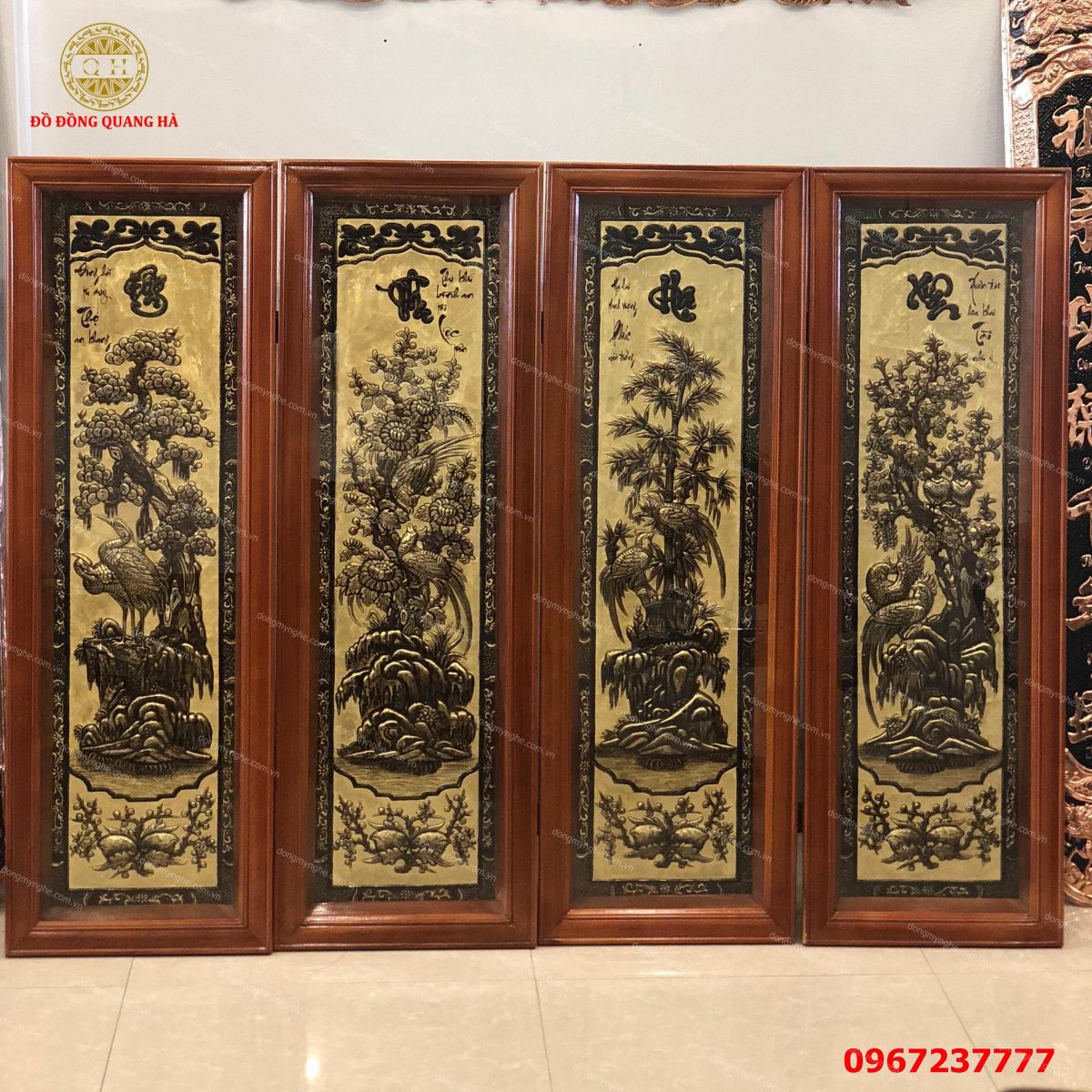 Tranh tứ quý tùng cúc trúc mai Tranh tứ quý tùng cúc trúc mai