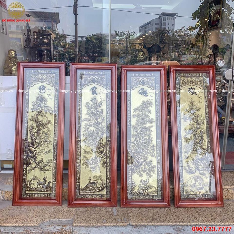 Cách treo bộ tranh tứ quý tùng cúc trúc mai 