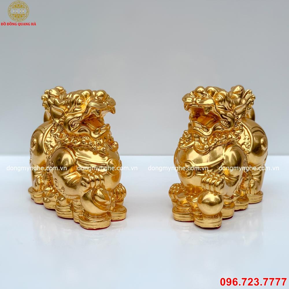 Cặp Tỳ Hưu mạ vàng 24k đẹp tinh xảo mua tỳ hưu để bàn