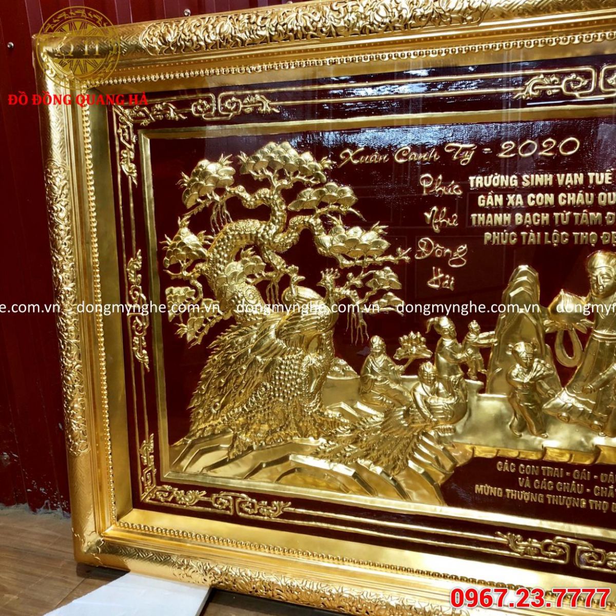 Tranh mừng thọ mạ vàng