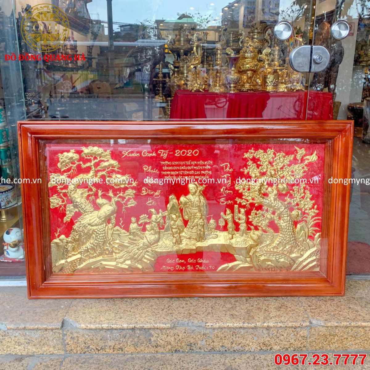 Tranh mừng thọ mạ vàng