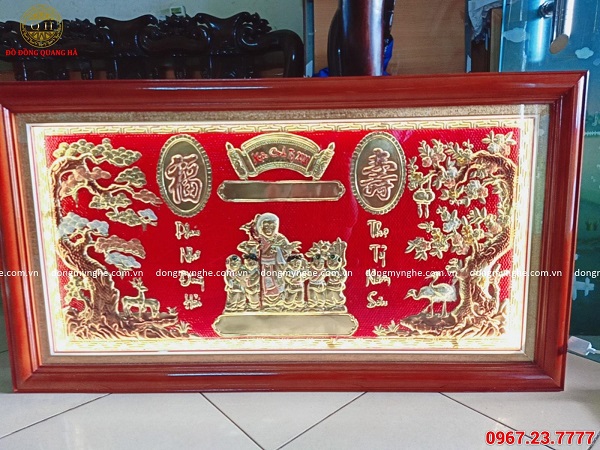 tranh mừng thọ cụ bà bằng đồng