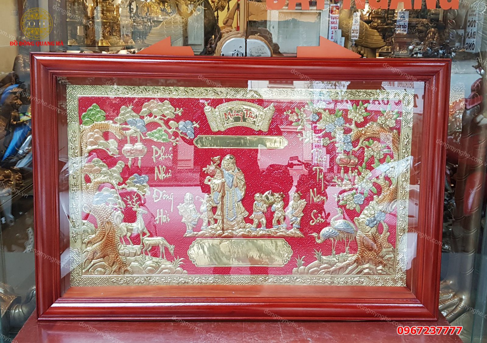 tranh mừng thọ cụ bà bằng đồng