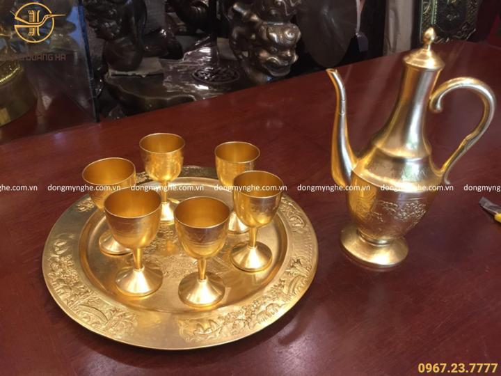 bộ ấm chén bằng đồng  bộ ấm chén bằng đồng