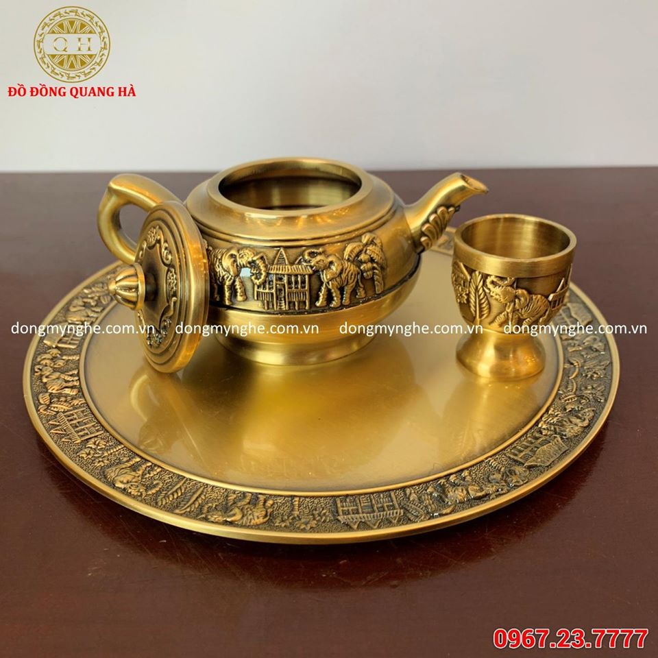 bộ ấm chén bằng đồng  bộ ấm chén bằng đồng