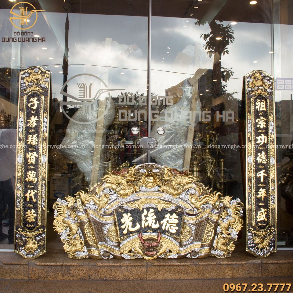 cuốn thư câu đối Đức Lưu Quang khảm tam khí cuốn thư câu đối Đức Lưu Quang