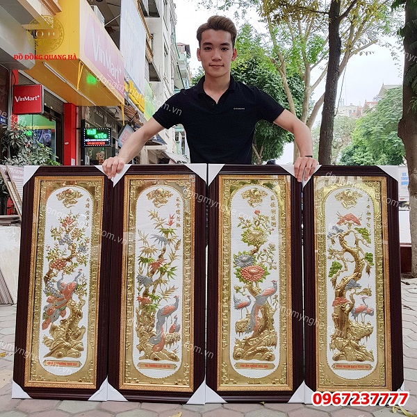 tranh tứ quý tùng cúc trúc mai bằng đồng tranh tứ quý tùng cúc trúc mai bằng đồng