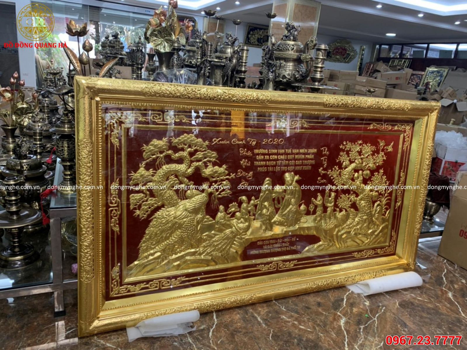 tranh mừng thọ mạ vàng 