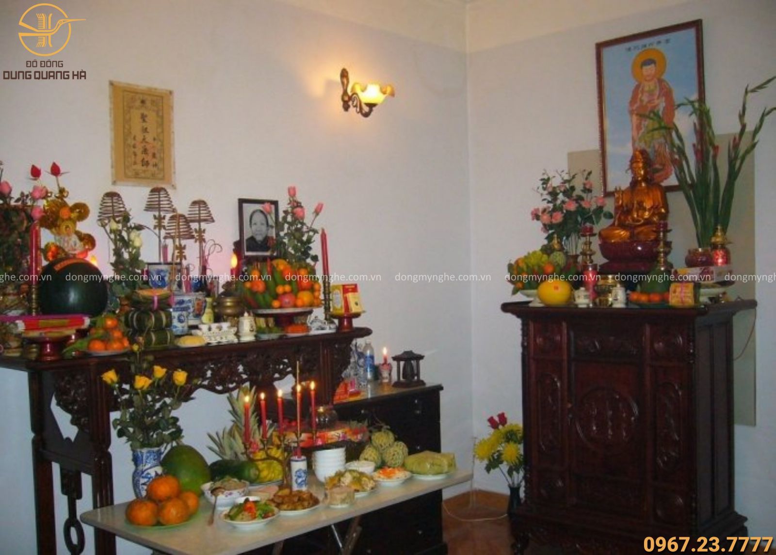 Bàn thờ phật đặt bên trái hay bên phải bàn thờ gia tiên Bàn thờ phật đặt bên trái hay bên phải bàn thờ gia tiên