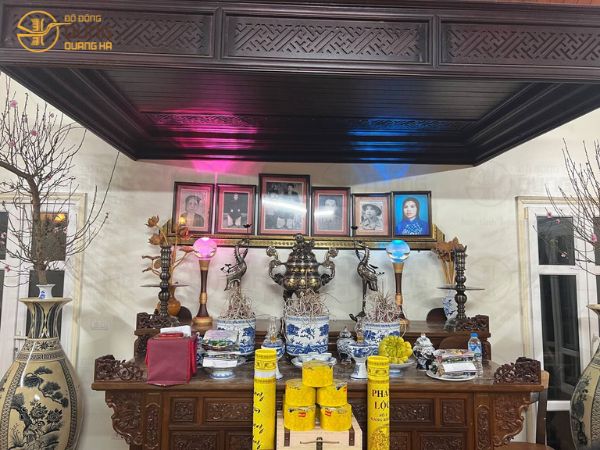 Giao và lắp đặt bộ đồ thờ khảm ngũ sắc cao 70cm cho khách tại Hà Nội