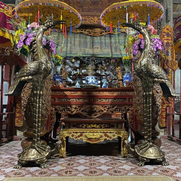 Bàn giao Đôi hạc cao 2m2 tại Di tích lịch sử cấp quốc gia - Đình Trung - Lạt Dương - Hồng Thái - Phú Xuyên - Hà Nội