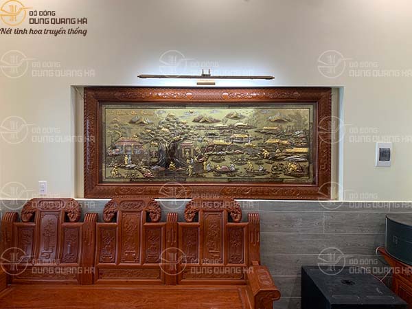 Giao và lắp đặt cho khách bức cội nguồn quê hương 2m30 x 1m20 tại hà Nội
