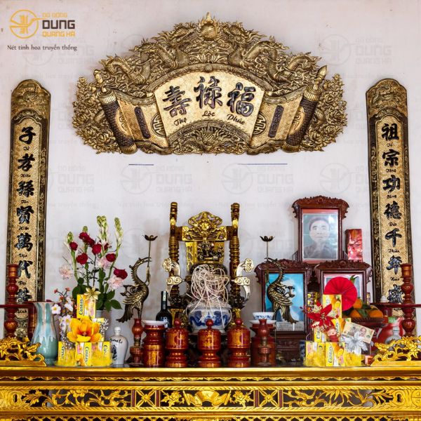 Giao lắp đặt cuốn thư câu đối và bộ tam sự hạc đồng 2 công nghệ cho khách ở Ba Vì - Hà Nội