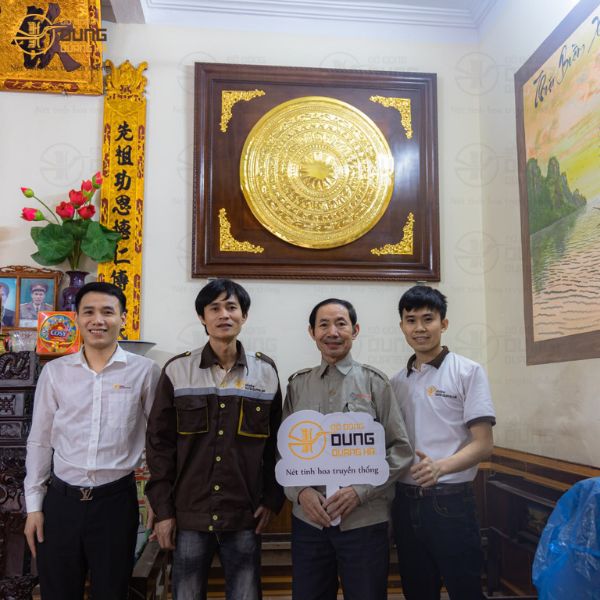 Bàn Giao Lắp Đặt Mặt Trống Mạ Vàng 1m cho khách tại Bắc Ninh