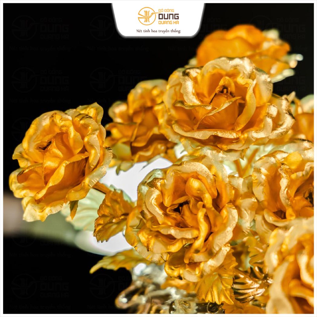 Lọ Hoa Elysa cắm 9 bông hoa mạ vàng - quà tặng trang trí nội thất